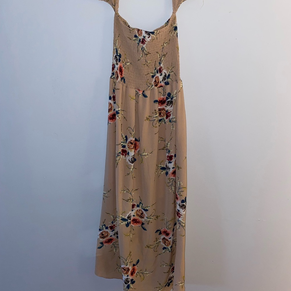 Floral Beige Maxi Dress